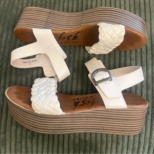 Blowfish Malibu Layni White Braided Platform Sandals 8